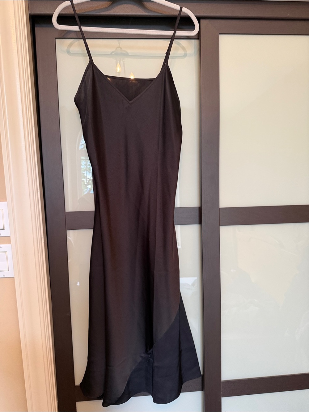 knix Black Midi “Papaya Slip Dress” with Thin Straps